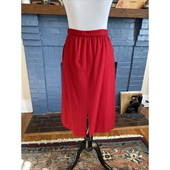 Vintage 60s Red Pencil Skirt 100% Virgin Wool Lined Women’s Size 10 Read / S - Picture 4 of 16